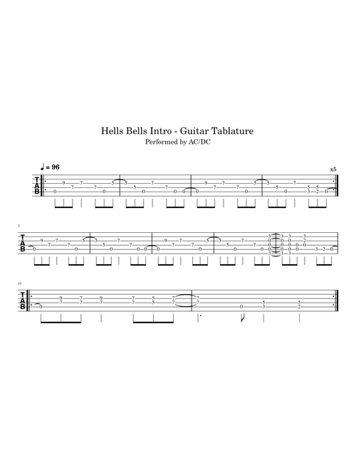 Hells bells – AC/DC Hells Bells Intro - Guitar Tablature