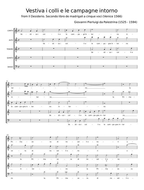 Vestiva i colli e le campagne intorno - Giovanni Pierluigi da Palestrina