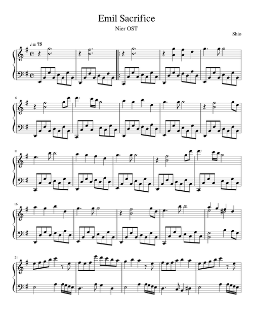 NieR OST Emil Sacrifice 【Piano Arrangement】