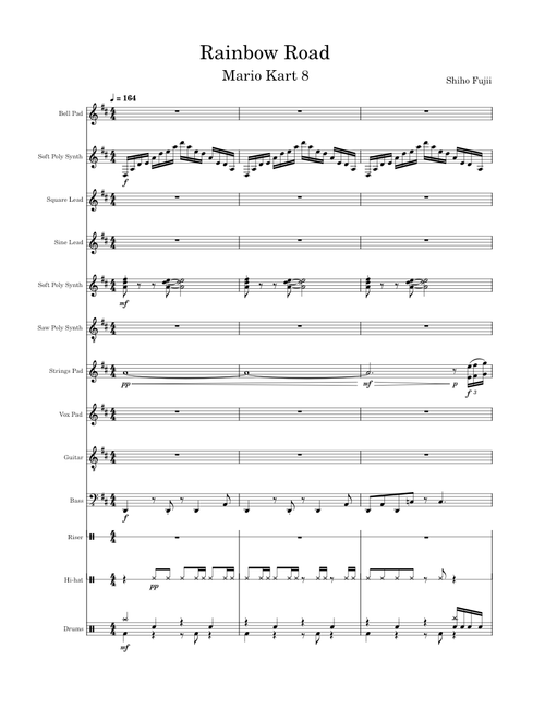 Rainbow Road - Mario Kart 8: Full Transcription