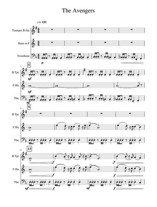 The Avengers TRUMPET HORN TROMBONE TRIO