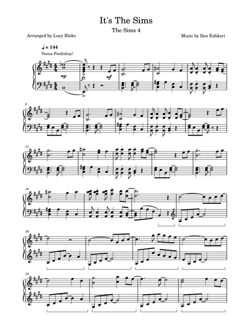 It's The Sims (Arr. Lucy Blake) - Ilan Eshkeri (Piano Solo)