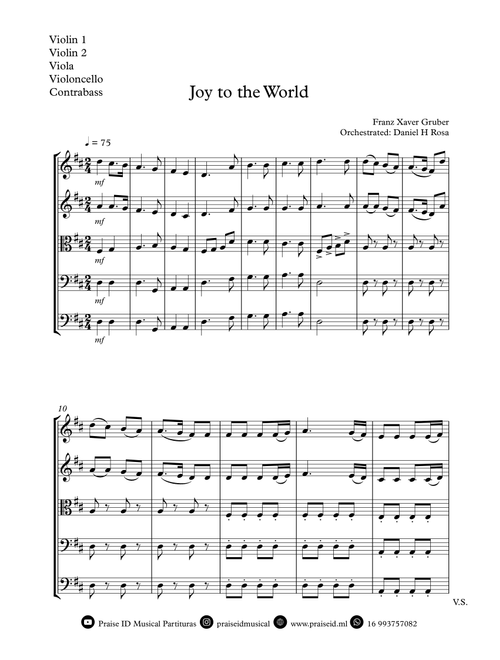 Joy to the World - Christrmas Carol - Strings Quintet (Arr. Daniel H Rosa) - Isaac Watts (String Ensemble)