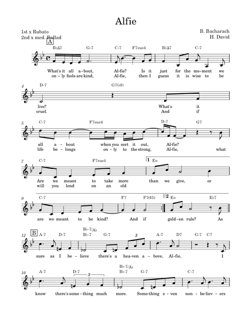 Alfie – Burt Bacharach Alfie