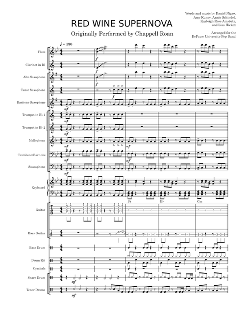Red Wine Supernova (Chappell Roan) for Pep Band