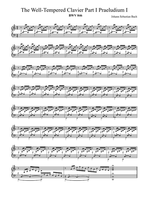 BWV 846 The Well-Tempered Clavier Part I Praeludium I