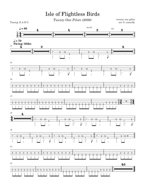 Isle Of Flightless Birds – Twenty One Pilots (BASS TAB) **CHANGE AUDIO SOURCE**