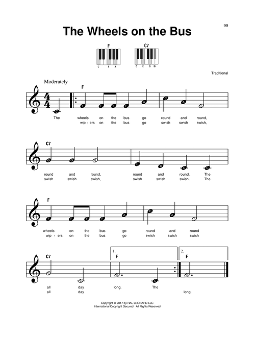 The Wheels On The Bus - Traditional (Super Easy Piano)