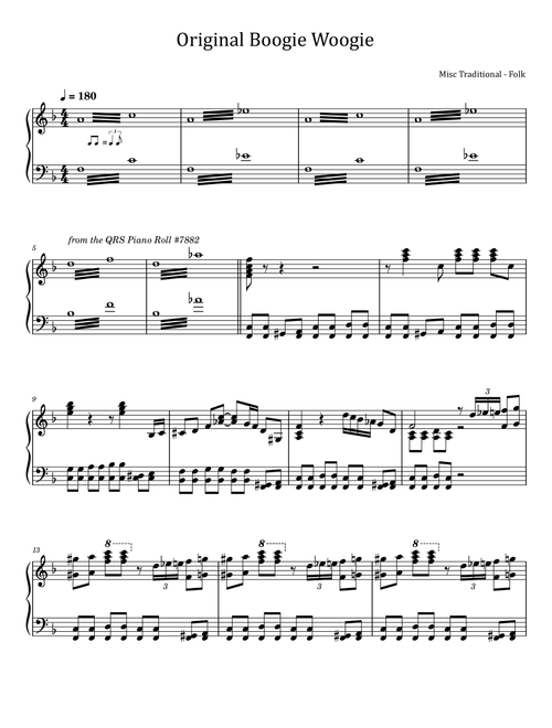 Original Boogie Woogie (Arr. poon) - Misc Traditional - Folk (Piano Solo)