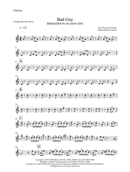 Bad Guy (Arr. Alex Souza) - Billie Eilish (Clarinet Solo)