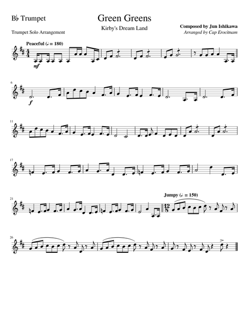 "Green Greens" from Kirby's Dreamland (Trumpet Solo Ver.)