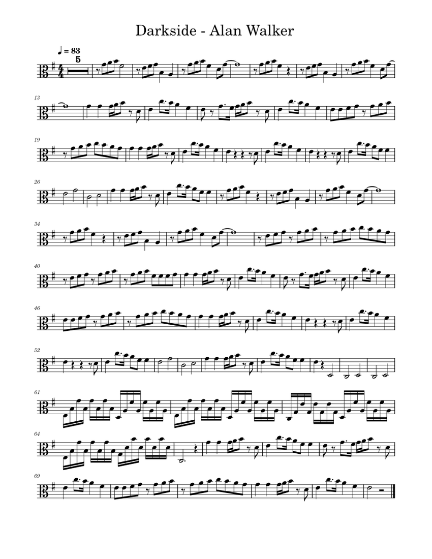 Darkside Alan Walker Sheet music for Viola (Solo)