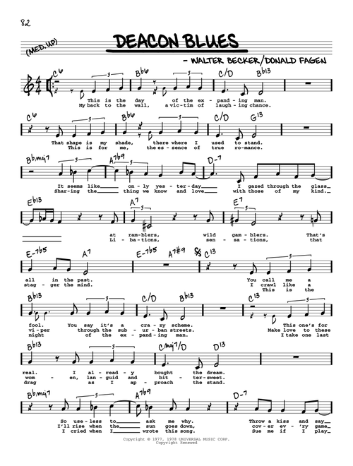 Deacon Blues (High Voice) - Steely Dan (Real Book - Melody-Chords-Lyrics)