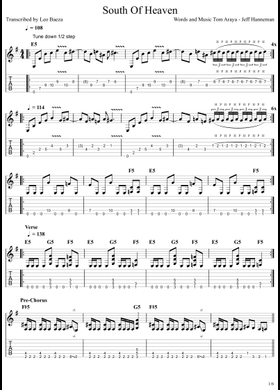 Free South Of Heaven by Slayer sheet music | Download PDF or print