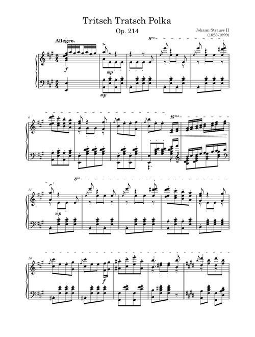 Tritsch-Tratsch-Polka, Op.214 – Johann Strauss Jr. (Arrangement for Piano)