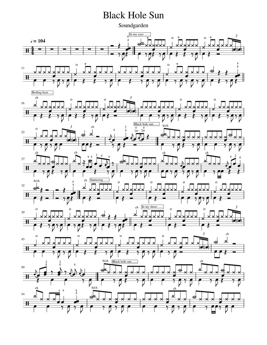 Soundgarden Black Hole Sun Sheet music for Drum group (Solo) Soundgarden Black Hole Sun Sheet music for Drum group (Solo)