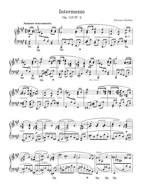 6 Klavierstücke, Op.118, No. 2, "Intermezzo" – Johannes Brahms
