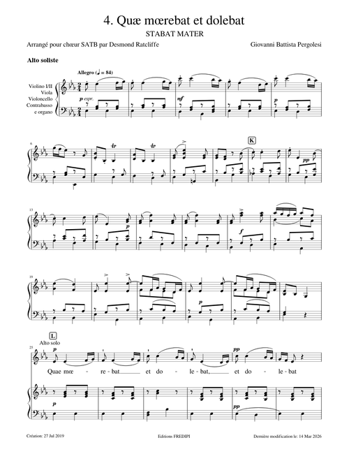 Stabat Mater, P.77 (4. Quæ mœrebat et dolebat) - Giovanni Battista Pergolesi