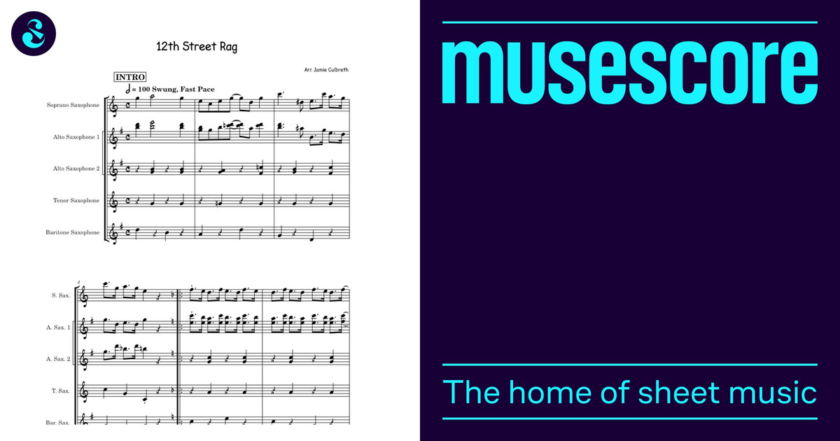 12th Street Rag Sheet Music for Saxophone alto, Saxophone tenor ...