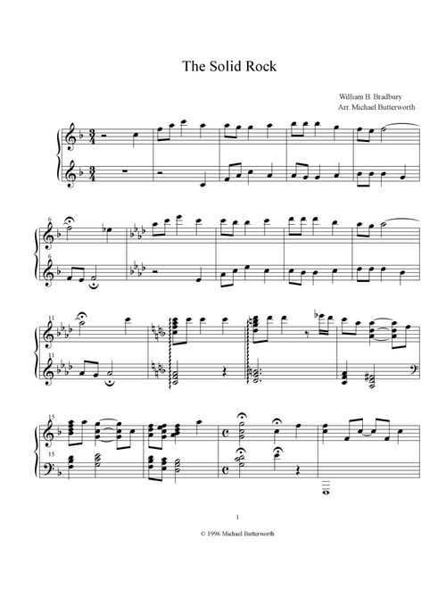 The Solid Rock (Arr. Michael Butterworth) - William B. Bradbury (Piano Solo)