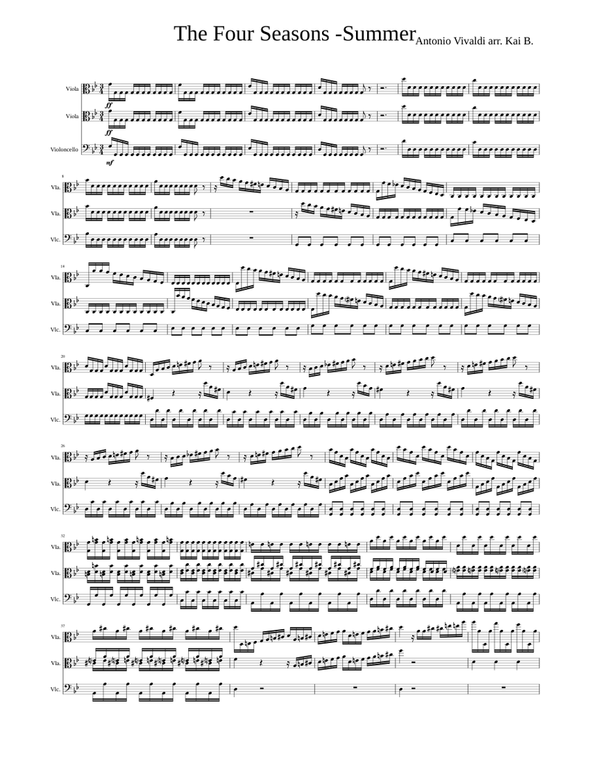 Vivaldi Four Seasons - Viola and Cello Sheet Music for Viola (String ...