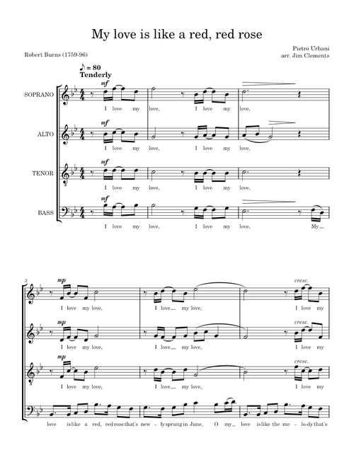 MY LOVE IS LIKE A RED RED ROSE – arr. Jim Clements