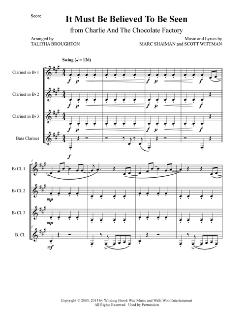 It Must Be Believed To Be Seen (Arr. Talitha Broughton) - Scott Wittman, Marc Shaiman (Woodwind Ensemble)