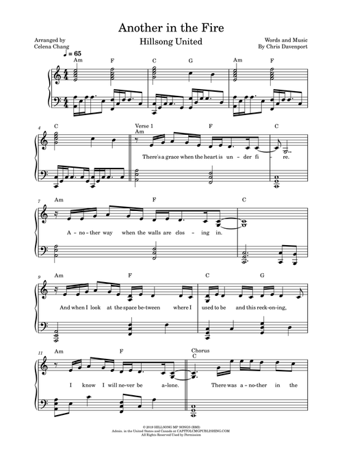 Another In The Fire (Arr. Celena Chang) - More Than 5 (Piano Solo)