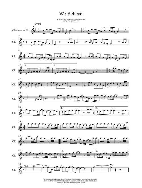We Believe (Arr. Josiel Oliveira) - Newsboys (Clarinet Solo)