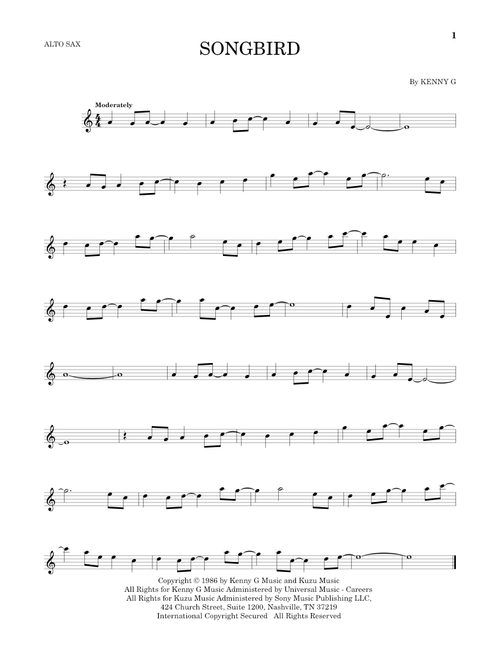 Songbird - Kenny G (Alto Sax Solo)