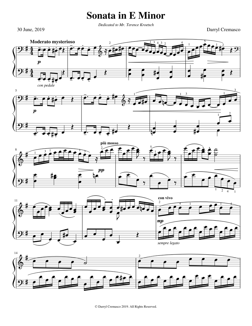 Sonata in E Minor I Sheet music for Piano (Solo) | Musescore.com