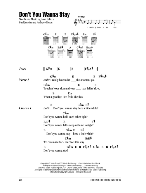 Don't You Wanna Stay - Jason Aldean with Kelly Clarkson (Guitar Chords-Lyrics)