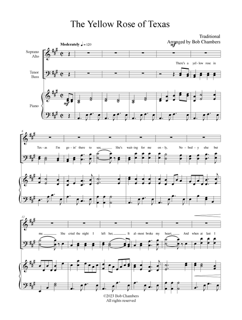 The Yellow Rose of Texas (Arr. Bob Chambers) - Traditional (Choral, SATB)