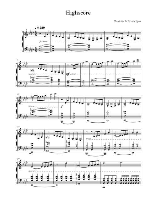 Highscore – Panda Eyes & Teminite Panda Eyes & Teminite - Highscore | Piano Solo
