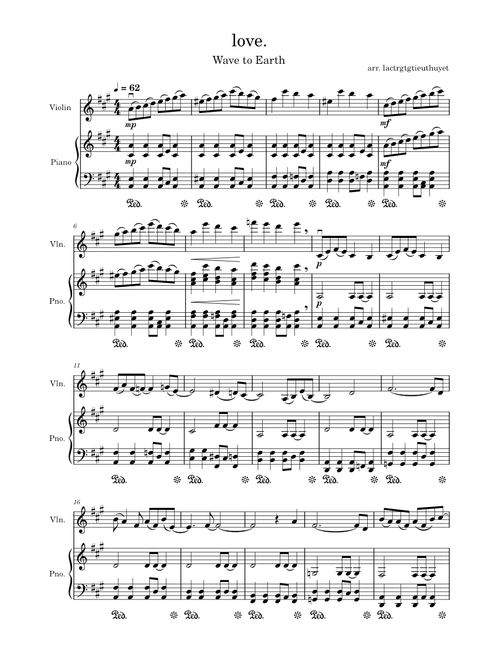 Love. – Wave to Earth | Violin, Piano