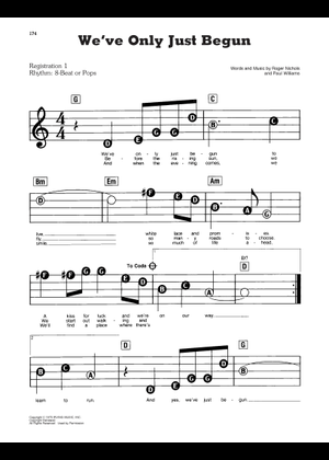 Play Official version of We've Only Just Begun Sheet Music by The