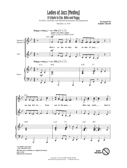 Ladies Of Jazz (Medley) (Arr. Kirby Shaw) - Peggy Lee, Billie Holiday, Ella Fitzgerald (Choral, SSA)
