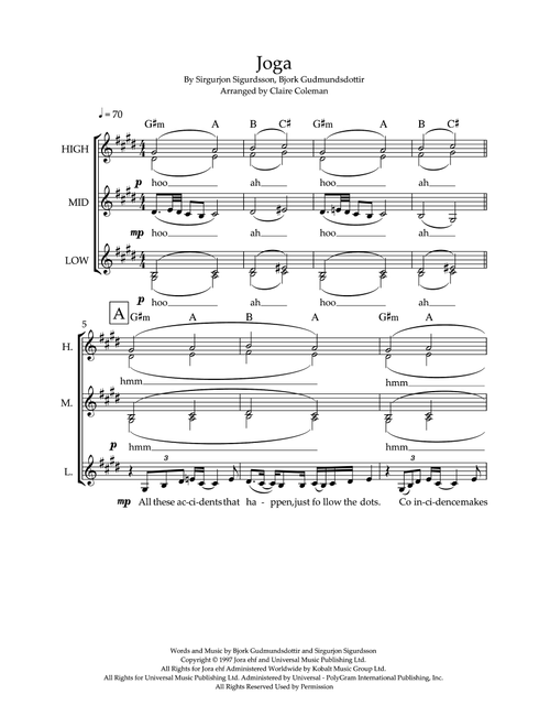 Joga (Arr. Claire Coleman) - Bjork (Choral, SAA)