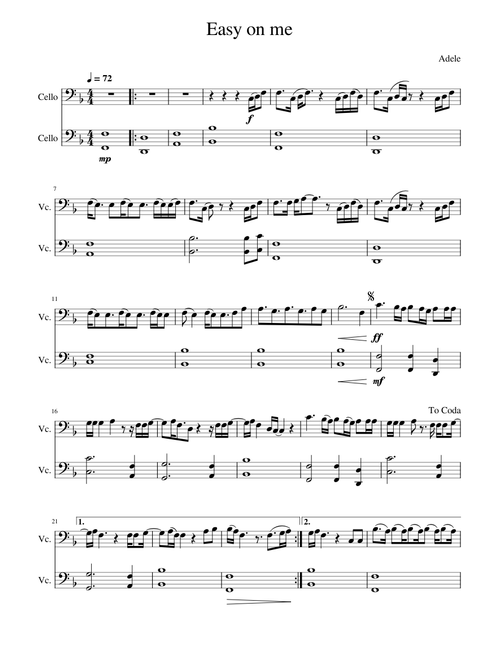 Easy on me - Adele (for cello)