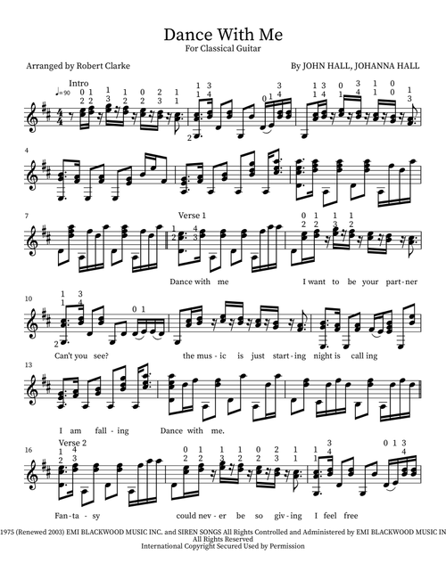 Dance With Me (Arr. Robert Clarke) - Orleans (Solo Guitar)