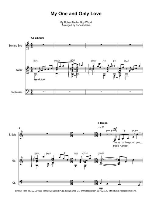 My One and Only Love (Arr. Tunescribers) - Robert Mellin, Guy Wood (Guitar Tab with Voice)