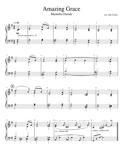 Amazing Grace — Marimba Chorale (arr. Jilly Cooke)