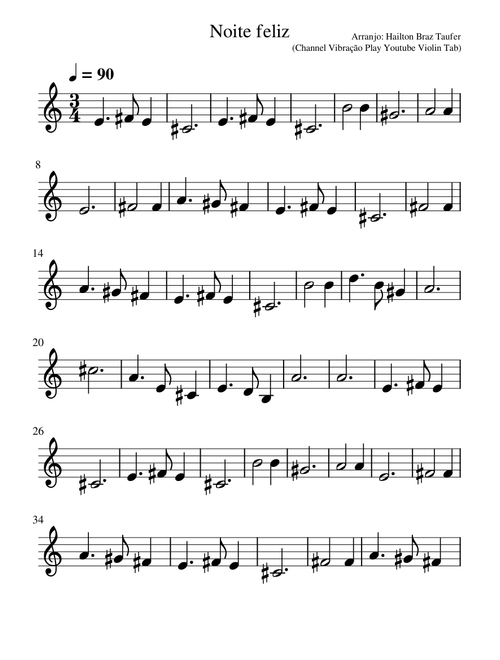 Noite feliz (Violin Tab Channel Vibração Play Youtube)