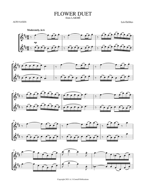 Flower Duet (from Lakmé) (Arr. Mark Phillips) - Léo Delibes (Alto Saxophone Duet)