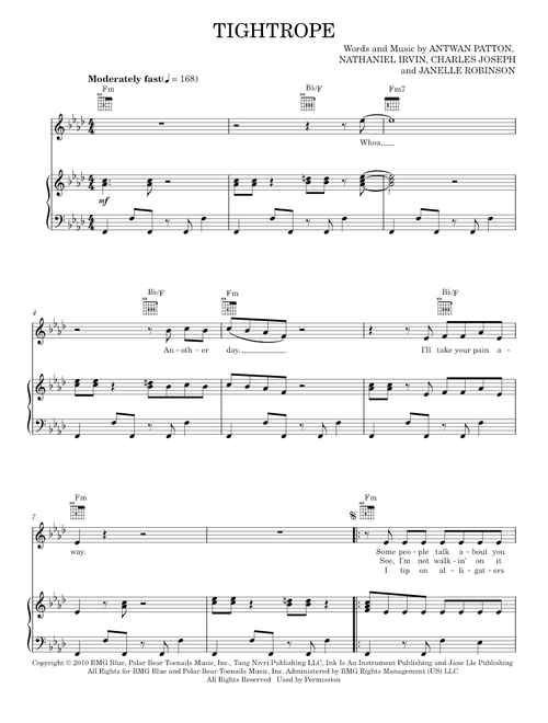 Tightrope - Janelle  Monae, Janelle Monae (Piano-Vocal-Guitar)