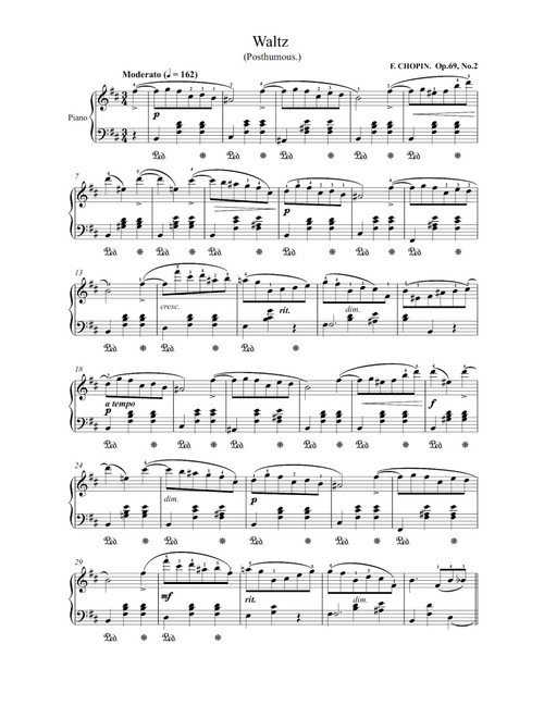 Waltz Op69.No2 - Fryderyk Franciszek Chopin (Piano Solo)