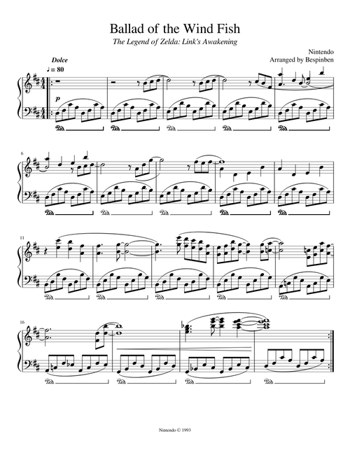 The Legend of Zelda: Link's Awakening - Ballad of the Wind Fish (Piano Solo)