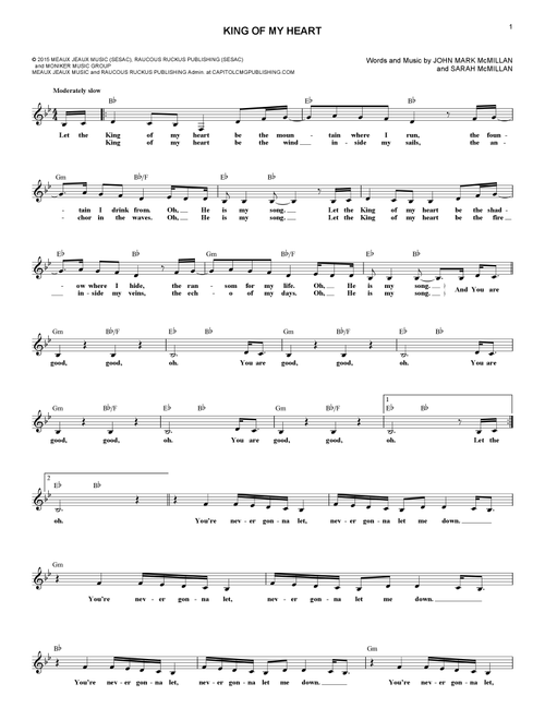 King Of My Heart - John Mark McMillan, Bethel Music (Lead Sheet - Fake Book)