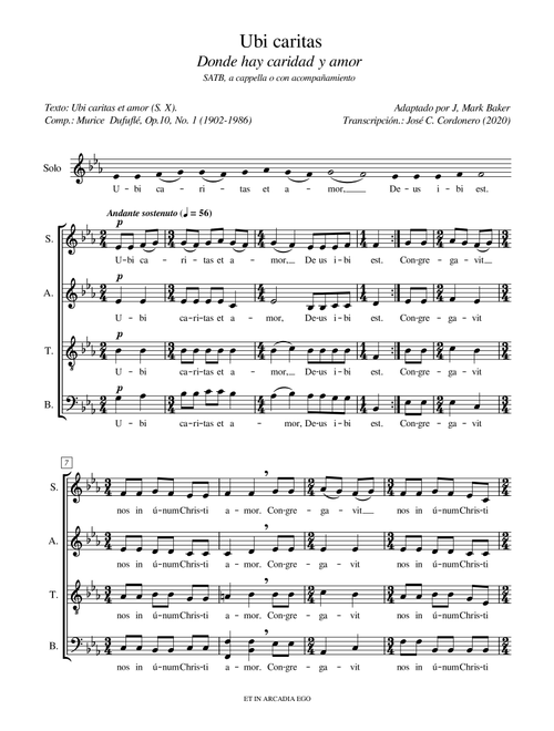 Ubi caritas et amor (Arr. J. Mark Baker) - Murice Dufuflé (1902-1986) (Choral, SATB divisi)