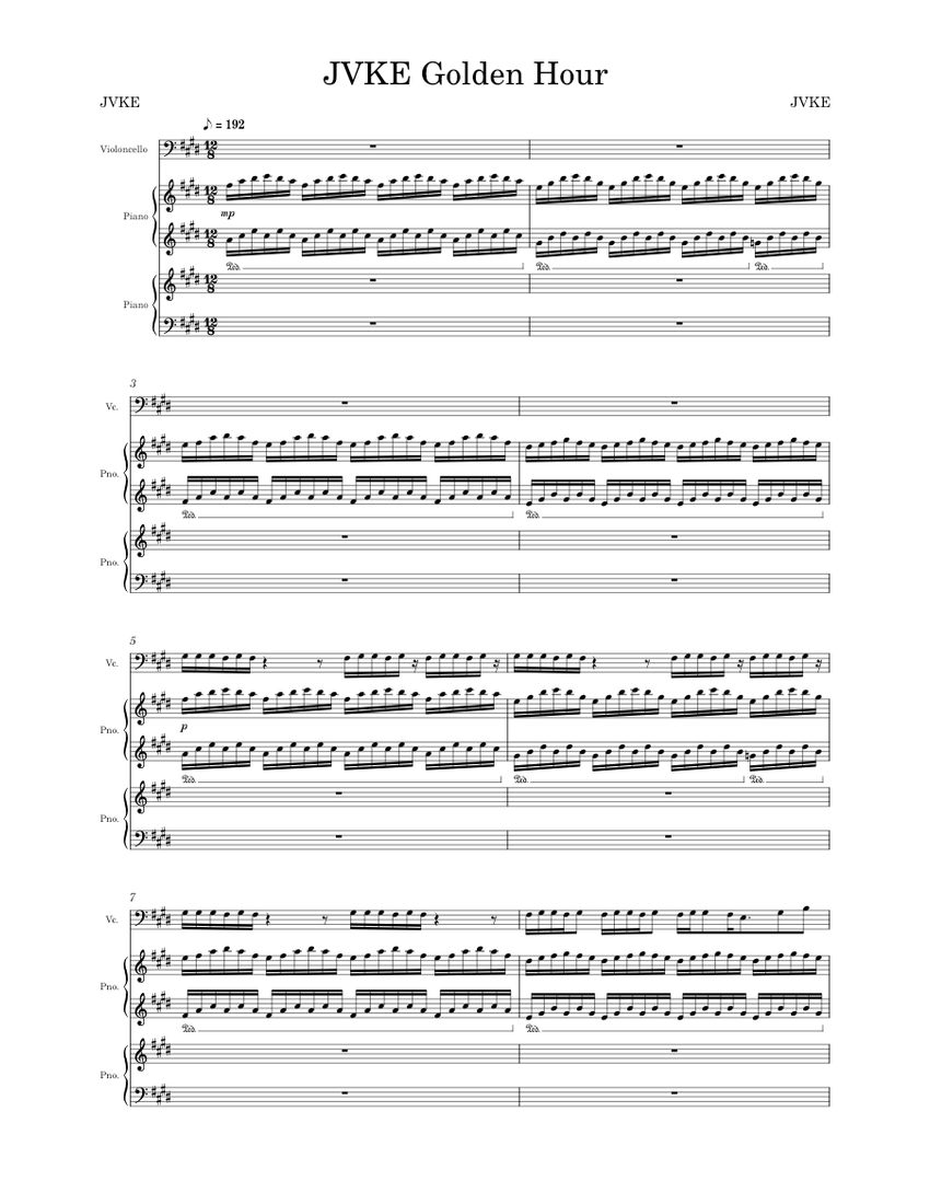 JVKE Golden Hour Sheet music for Piano, Cello (Mixed Duet)
